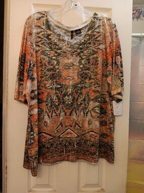 New Directions 3X Pull Over Multicolored Blouse